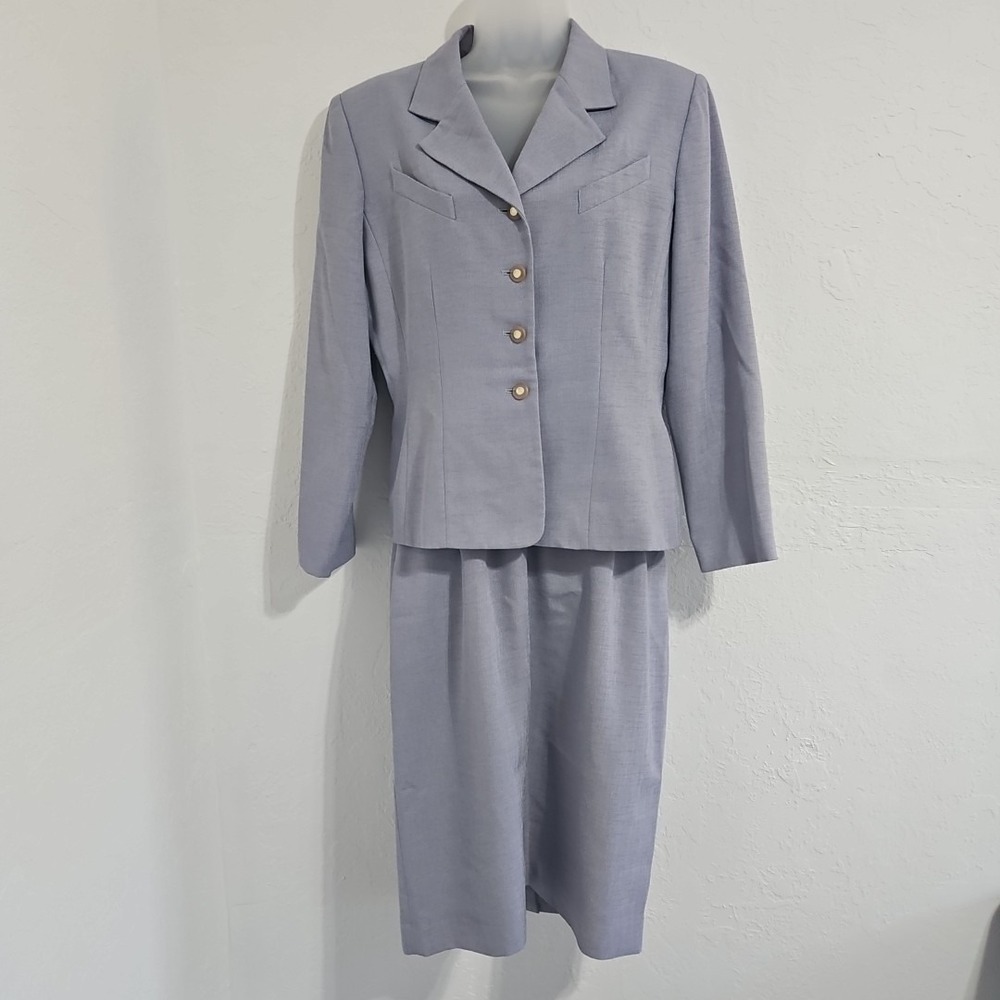 VTG Kasper ASL Blazer Skirt Suit Two Piece Set Blazer Lilac Size 12P Corpcore